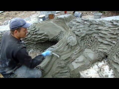 Видео: как  сделать  корень  дерева ,  кору  из  цемента.  бордюр  цветника  в  виде  старого  дерева.