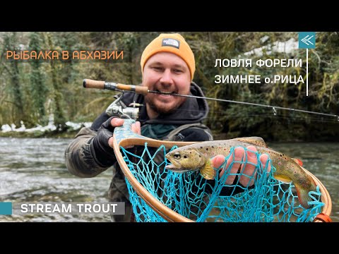 Видео: РЫБАЛКА В АБХАЗИИ. Ловля форели в феврале. Зимнее озеро Рица.