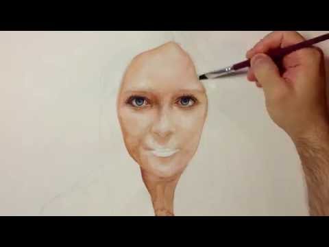Видео: Drawing Time Lapse - Watercolor Portrait of Girl - Портрет Девушки Акварель