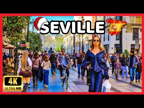 Видео: 🇪🇦[4K] 🔴 Прогулка по городу СЕВИЛЬЯ - Зимние каникулы в Испании - Полные улицы и веселая атмосфера✨️