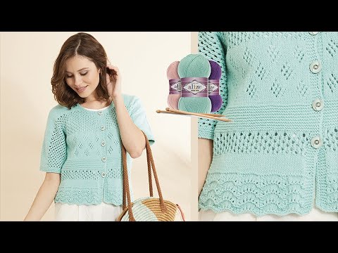 Видео: Alize Cotton Gold ile Ajurlu Mevsimlik Hırka•Lace Stitch Seasonal Cardigan•Ажурный Сезонный Кардиган