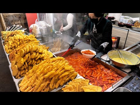 Видео: Яркая сцена! Лучшая уличная еда в Корее! Ттокбокки, жареное, мороженое, рыбный пирог Топ50