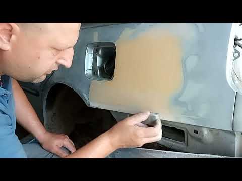 Видео: Ремонт заднего крыла самодельным споттером  хендай акцент