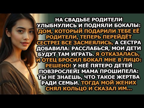 Видео: На свадьбе родители объявили, что дом дарят сестре  Все смеялись, я возразил —отец бросил бокал