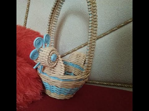 Видео: Курочка/послойное плетение с накидом/ажурная ручка/загибка Розга из газетных трубочек