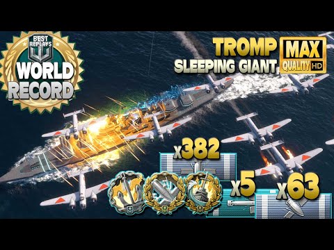 Видео: Новый рекорд повреждений эсминца Tromp - World of Warships