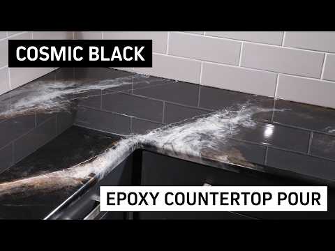 Видео: Техника изготовления столешницы из эпоксидной смолы «Космический черный гранит»