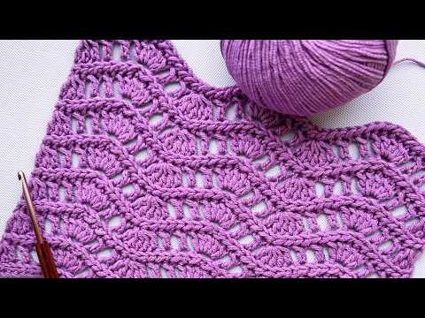 Видео: Так просто, что вы не поверите! Шикарный волнистый узор крючком для блузки или палантина