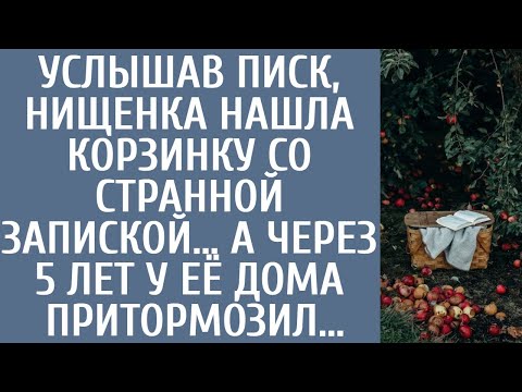 Видео: Услышав писк, нищенка нашла корзинку со странной запиской… А через 5 лет у её дома притормозил…