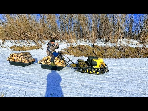 Видео: ЧЕСТНЫЙ ОТЗЫВ о мотобуксировщике «Рыбак» PKD на катковой подвеске, с коробкой реверса. Делаем  ТО-1.