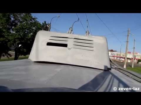 Видео: Черкасский троллейбус- Вид на штанги и контактную сеть с высоты крыши, ЗиУ-682В №311 21.05.2014