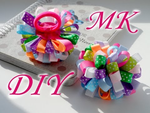 Видео: МК Разноцветные пушистики из узкой репсовой ленты\ DIY  Multicolored bows of rep tape