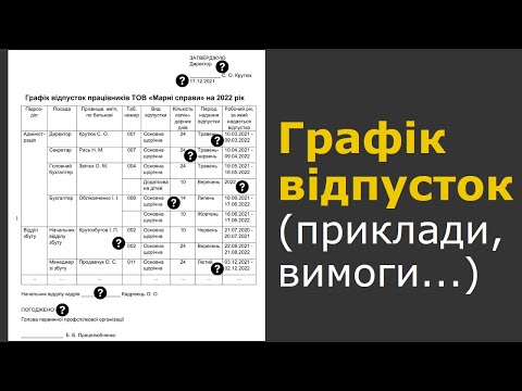 Видео: Графік відпусток: приклади заповнення, вимоги до оформлення