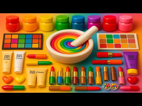 Видео: ASMR DIY слайм видео 🌈 Радужный облачный слайм с косметикой, тенями, уходом и блёстками