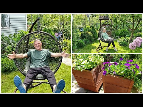 Видео: На даче.Уголок для отдыха.Не купите подделку Кресло кокон"Либра"Супер-ящики для цветов.