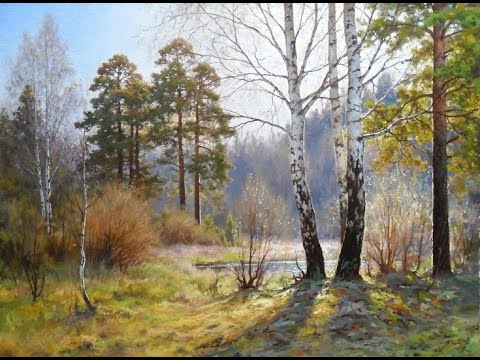Видео: Как рисовать весенний пейзаж для начинающих часть #1 рисуем березы,сосны #учимся рисовать #painting