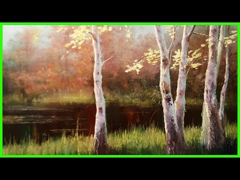 Видео: Пейзаж маслом Берёзы на берегу Художник Александр Южаков