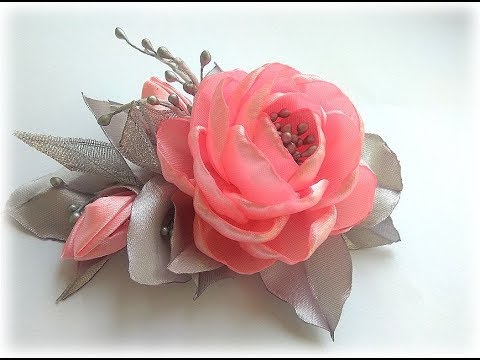 Видео: ЦВЕТЫ ИЗ ЛЕНТ/КАНЗАШИ/ МК / DIY RIBBON FLOWERS