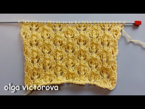Видео: АЖУРНЫЙ УЗОР РОЗОЧКИ, схема, описание 852 Узоры спицами