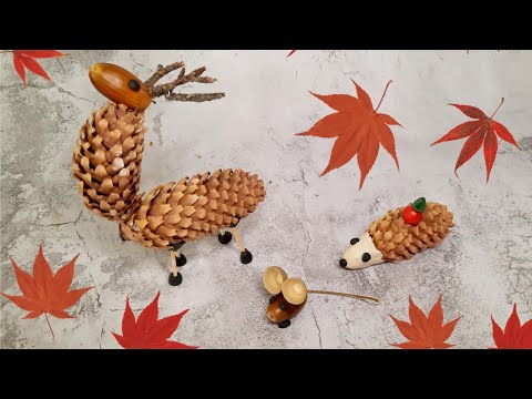 Видео: Осенние поделки. Лесные животные из природного материала