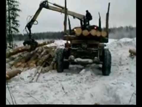 Видео: Погрузка леса "фишкой"...