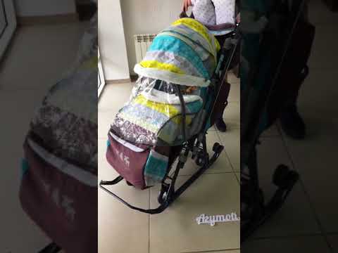 Видео: Санки-коляска Ника 7-3 Скандинавский бирюзовый