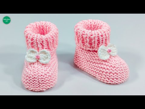 Видео: Вязаные детские пинетки от 0 до 3 месяцев.