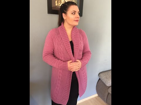 Видео: Вяжем красивый кардиган с косами. МК. Вяжем красивый воротник . Часть 3