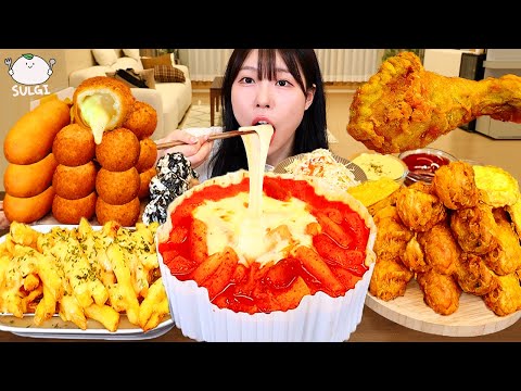 Видео: ASMR MUKBANG| Огненно-острые сырные токпокки, сырные шарики, сырный хот-дог, рисовые шарики.