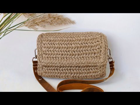 Видео: Стильный комплект 🔥 СУМКА и РЕМЕНЬ из джута крючком. Узор "Елочка", "Колосок", "Паркет".