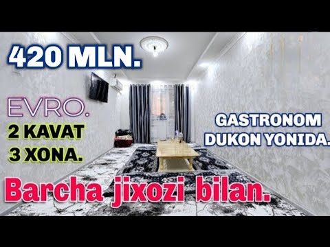 Видео: Урганч шахрида 2 каватда 3 хонали квартира сотилади. Бахоси : 420 млн. Мулжал : Облостной Больница.👍