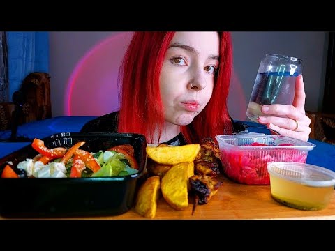 Видео: Греческий салат,куриный шашлычек и картошка по деревенски мукбанг/mukbang/обжор