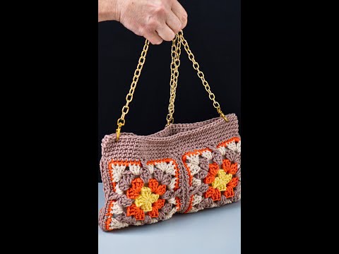 Видео: Простая схема вязания крючком сумки «бабушкины квадраты» ! Miarti🧶