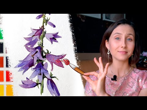 Видео: Акварель для начинающих - Колокольчики. Цветы акварелью поэтапно