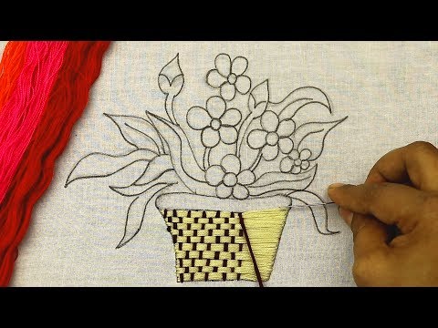 Видео: Ручная вышивка: Цветочная корзина * Вышивка для медитации