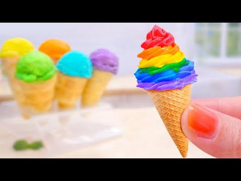 Видео: 🍦🌈 Красивое миниатюрное радужное мороженое для лета | Самое классное мороженое с десертными фрукт...