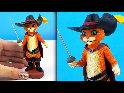 Видео: КОТ В САПОГАХ 2 ИЗ ШРЕКА ИЗ МУЛЬТФИЛЬМА Последнее желание. Фигурка из пластилина - Лепка ОК