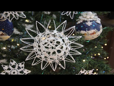 Видео: 🌲🌲🌲БОЛЬШОЙ Новогодний ШАР для ДЕКОРА быстро и просто КРЮЧКОМ! Мастер-класс.