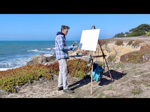 Видео: ЖИВОПИСЬ БОЛЬШОЙ ПЛЕНЭР 24 X 36 ДЮЙМОВ ХОЛСТ в ветреную погоду
