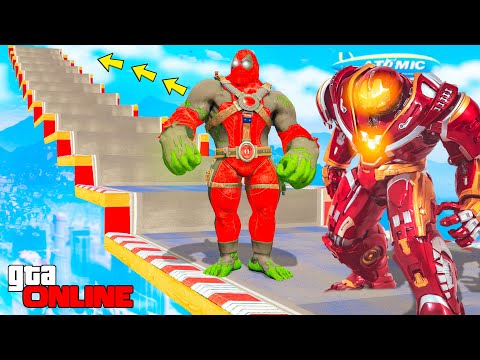 Видео: КАК ДАЛЕКО СУПЕРГЕРОИ ГИГАНТЫ СМОГУТ ЗАБРАТЬСЯ ПО СТУПЕНЬКАМ ЛЕСТНИЦЫ ? - ЭКСПЕРИМЕНТЫ В ГТА 5