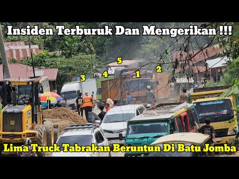 Видео: Худший инцидент || На подъеме на Бату-Джомбу четко зафиксировано 5 столкновений грузовиков подряд.