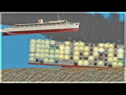 Видео: ЦУНАМИ ЗАКИНУЛО КОРАБЛЬ НА ХРУЩЁВКУ! FLOATING SANDBOX