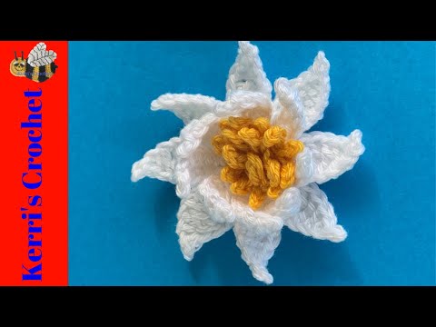 Видео: Урок вязания водяной лилии крючком - Урок вязания крючком аппликации