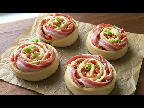 Видео: ВКУСНЕЕ ПИЦЫ! Слоеное тесто с беконом за 10 минут!