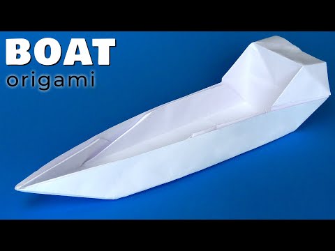 Видео: Лодка оригами. Как сделать кораблик из бумаги А4 без клея. Моторная лодка