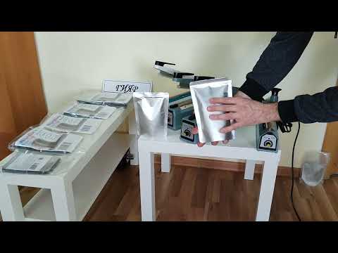 Видео: запаиваем реторт пакеты запайщиками 8мм и даём нагрузку на пакет, часть 2