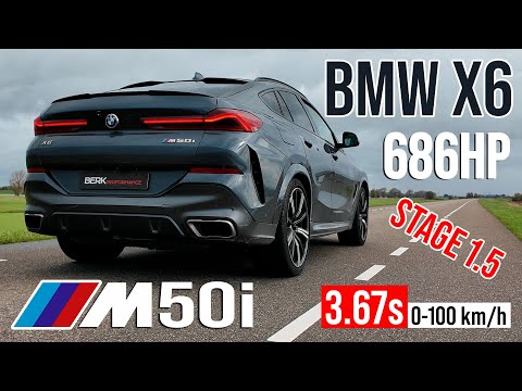 Видео: 686 л.с. и 960 Нм тюнинга BMW X6 M50i Stage 1.5 | Разгон 0-100 и 100-200 км/ч, звук и динамометр