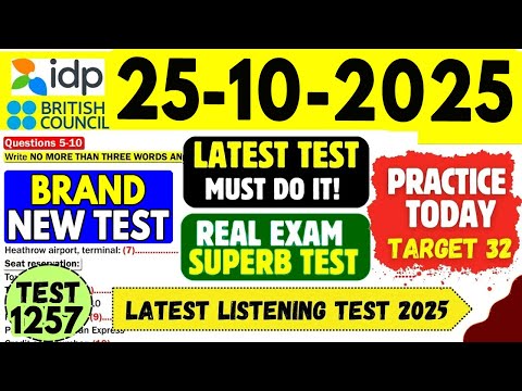 Видео: Практический тест IELTS Listening 2025 с ответами | 25.10.2025 | Номер теста: 1257