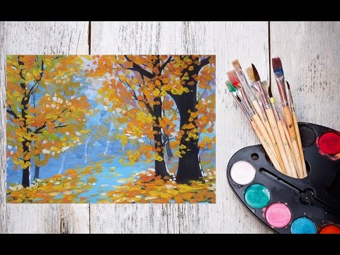 Видео: Как нарисовать золотую осень гуашью! #Dari_Art