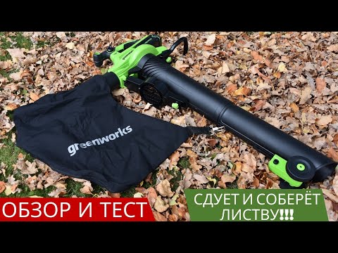 Видео: Аккумуляторная воздуходувка пылесос Greenworks GD40BVII💨🍂